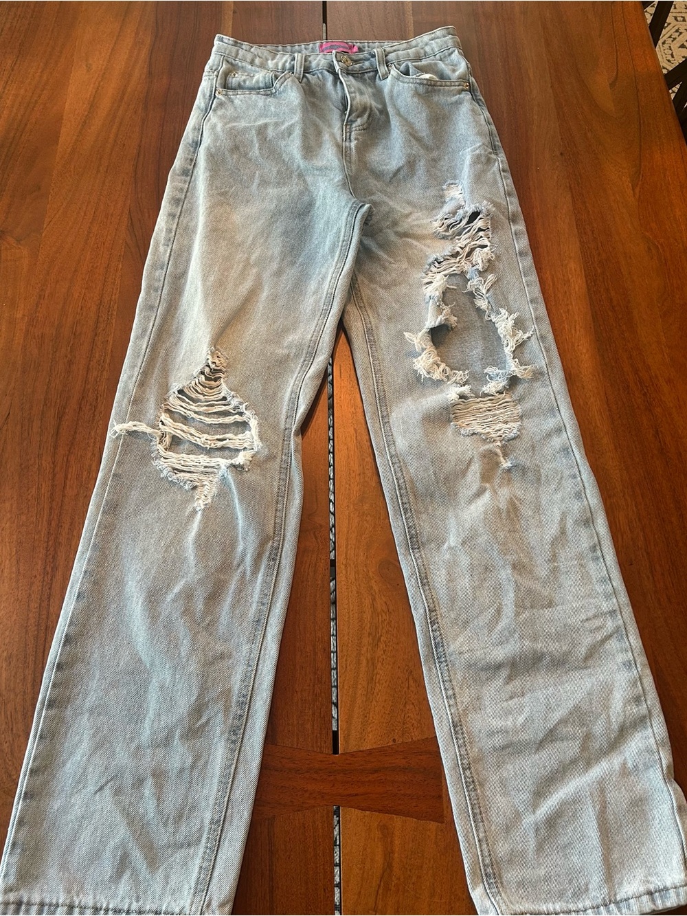 Edikted Light Blue Distressed Straight Women's Jeans size XS